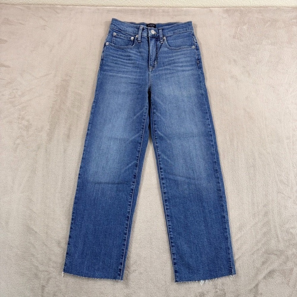 J.Crew Full Length Slim Wide Leg High Rise Blue Jeans Women 25‎ $148